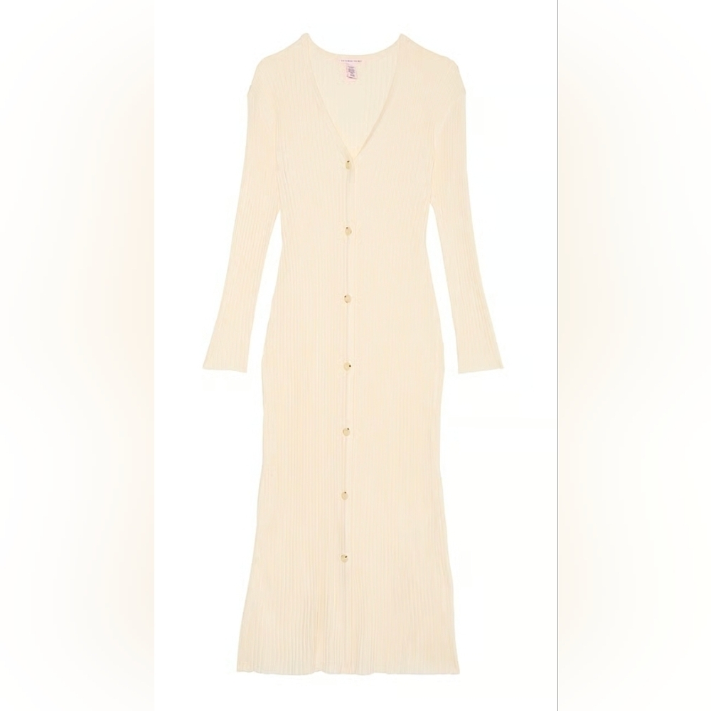 Luxe Crème Knit Cardigan Dress